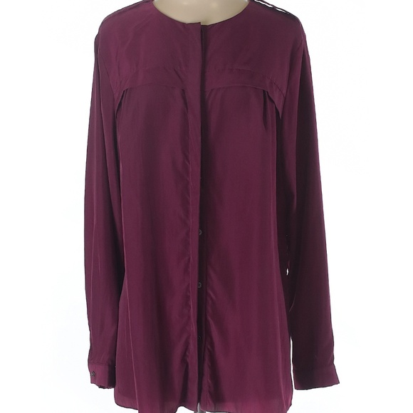 MBN Burgundy Crew Neck  Blouse - Picture 1 of 2